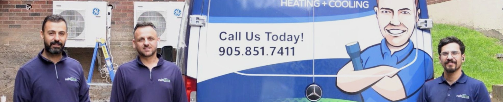 Nexklima commercial HVAC crew beside a company van