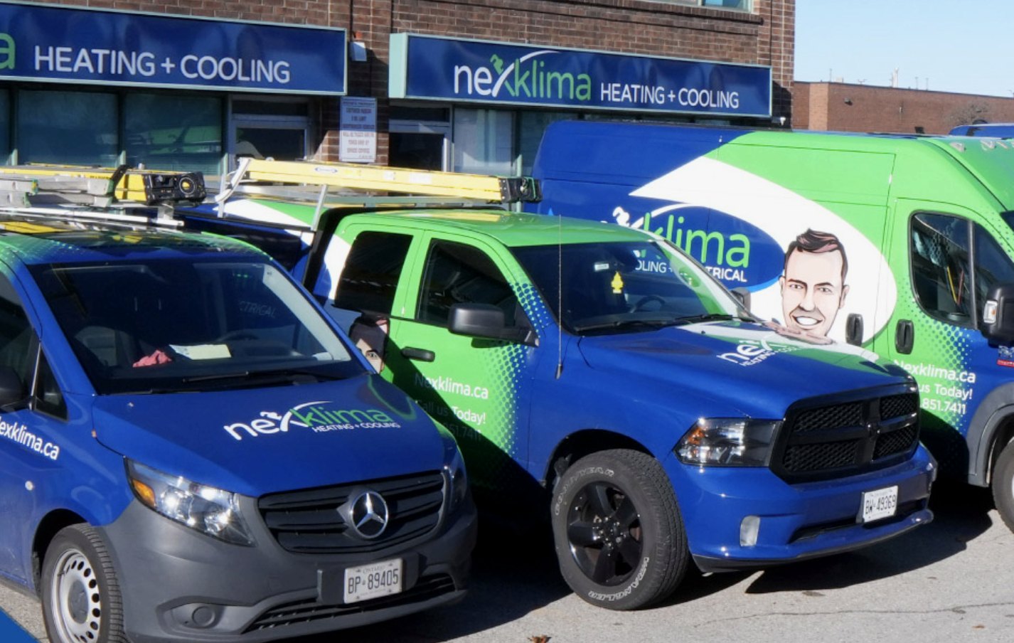 Fleet of Nexklima service vans and trucks